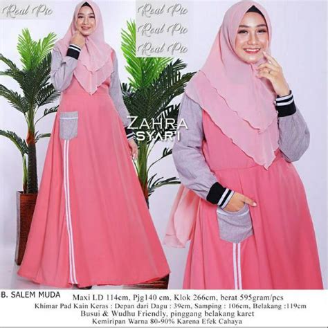 Jual Zahra Maxi Dress Kekinian Milenial Modern Hijaber Muda Set Jilbab