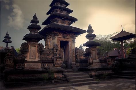 Premium AI Image | Bali temple in sunrise