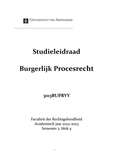 Studieleidraad Bpr 2022 2023 U Studieleidraad Burgerlijk Procesrecht