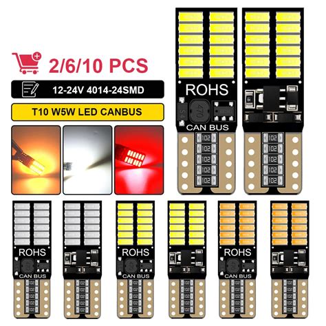 2 6 10 Pz T10 W5W LED Lampadina Canbus Car Interior Door Dome Lettura