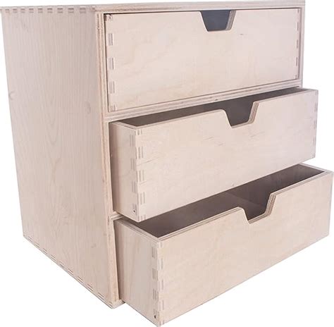 Box mit 3 Schubladen aus Holz Box Büro Desktop Organisator 28 5 x 20