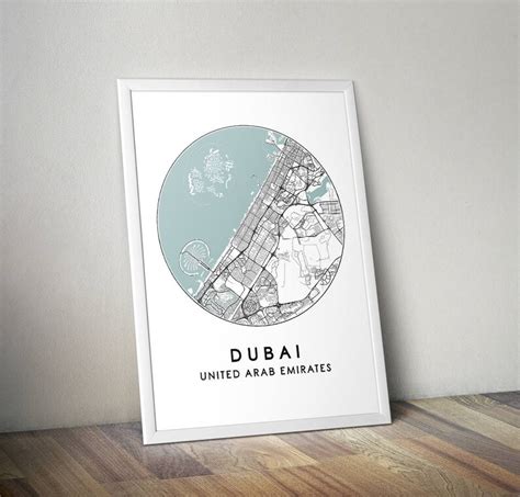 Dubai City Map Printable Street Map Art Dubai Map Print | Etsy