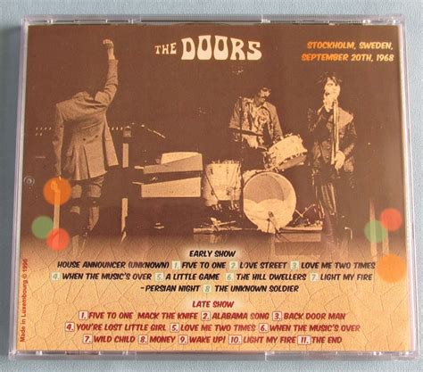 LIVE IN STOCKHOLM Sweden Sept 20th 1968 2 X CD THE DOORS Rare CD