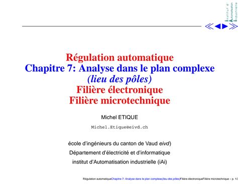 SOLUTION R Gulation Automatique Analyse Dans Le Plan Complexe Lieu Des