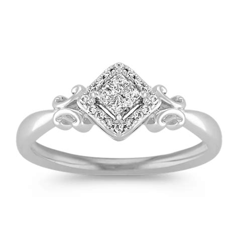 Sterling Silver Princess Cut And Round Diamond Ring Shane Co