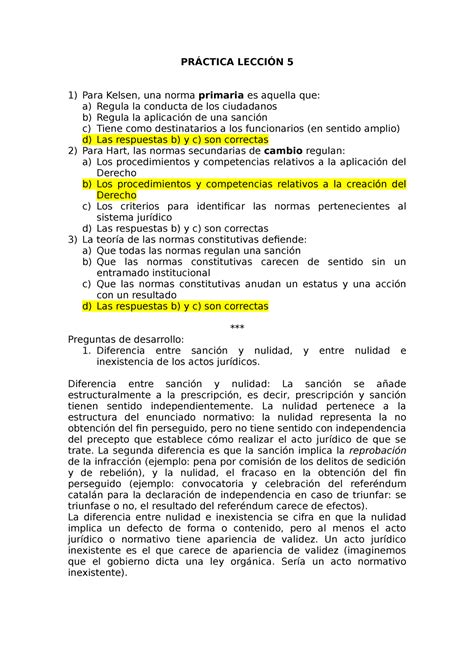 Corrección Supuestos Prácticos Lección 5 PRÁCTICA LECCIÓN 5 Para