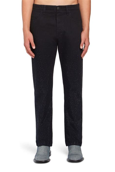 Roberto Cavalli Denim Crystal Embellished Jeans In Black For Men Lyst