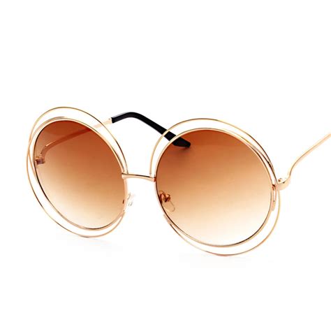 Large Size Big Retro Mirror Sun Glasses Female Vintage Oversized Round