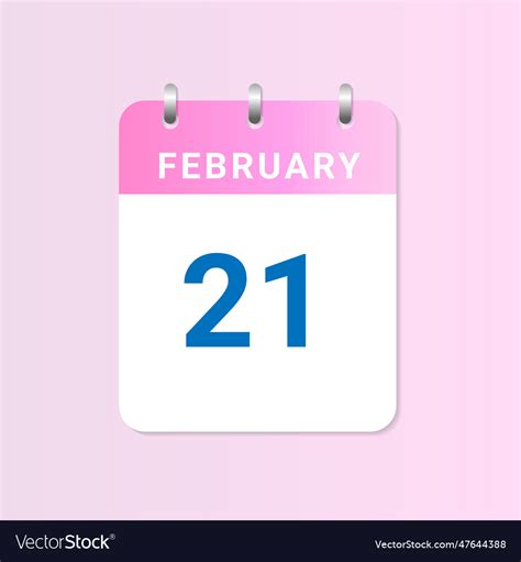 Day of 21st february daily calendar of february Vector Image