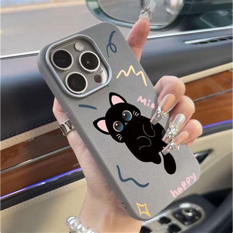 Para Infinix Hot Pro Plus I I I NFC Case Cartoon Cute Cat Textura De Couro Fosco