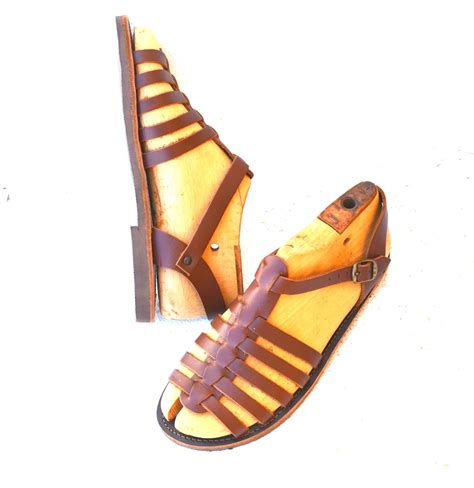 Greek Handmade Roman Leather Sandals For Men Wtracking Sole Etsy