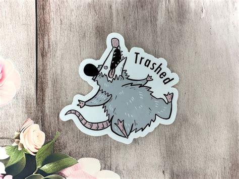 Opossum Trashed Sticker Opossum Sticker Possum Sticker Cute Etsy