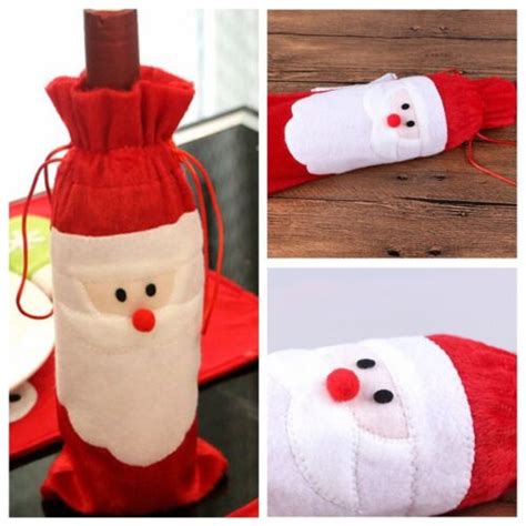 Home Christmas Gift Red Santa Claus Wine Bottle Cover Bag Elasticated