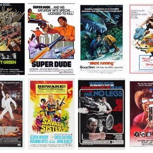 64 Vintage 70s Movie Posters Retro Classic Cinema Wall Art Bundle ...