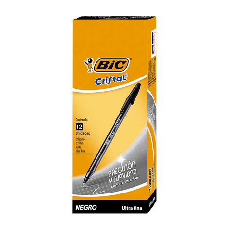 Bolígrafo Bic punta ultra fina negro caja x12 Comsucre Online