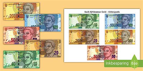 Suid-Afrikaanse Geld - Note Uitknipsels (professor feito)