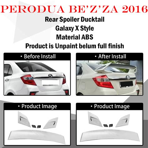 PERODUA BEZZA 2014 2021 CAR SPOILER GALAXY X STYLE REAR SPOILER ABS