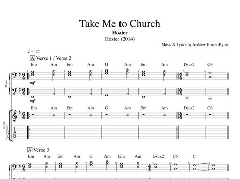 "Take Me to Church" · Hozier || Piano + Guitar || Sheet Music/Score ...