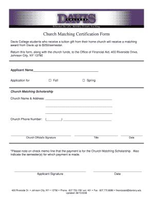 Church Scholarship Application Fill Online Printable Fillable Blank