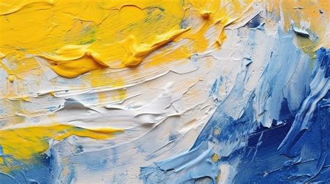 Vibrant Acrylic Paint Texture In Yellow And Blue Background Draw