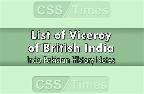 List of Viceroy of British India – CSS Times