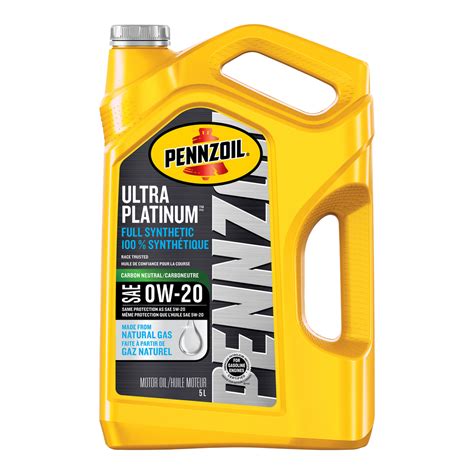 Pennzoil Ultra Platinum 0w20 Synthetic Enginemotor Oil 5 L Canadian