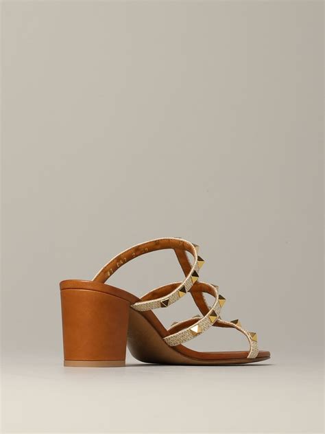 Valentino Garavani Outlet Rockstud Sandale Aus Canvas Mit Nieten