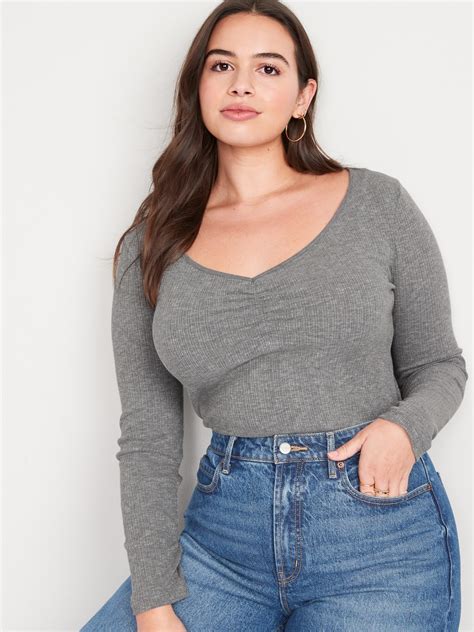 Long Sleeve Cinched Front Rib Knit T Shirt Old Navy