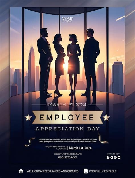 Premium Psd Template Banner And Flyer Employee Appreciation Day Social Media Post