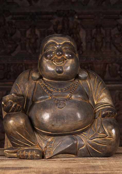 Sold Wood Fat And Happy Buddha Of Prosperity Statue 19 116bw2a Hindu Gods And Buddha Statues