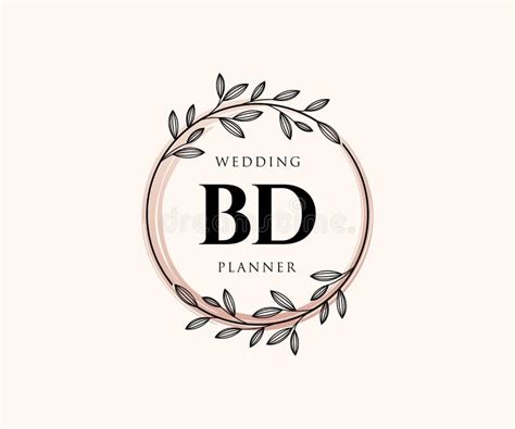 Bd Initials Letter Wedding Monogram Logos Collection Hand Drawn Modern