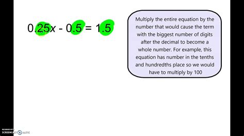 Solving Equations With Decimals Youtube