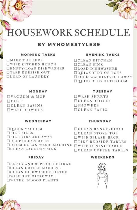 A mum’s housework schedule keeps her home forever tidy – Artofit