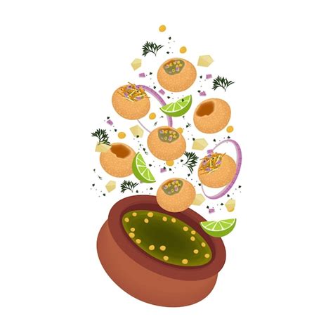 Premium Vector | Levitation Pani Puri Or Golgappa Illustration Logo