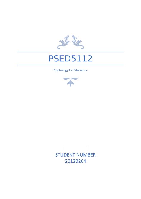 Psed5112 Assignment Psed Psychology For Educators Student Number