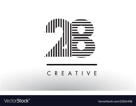 28 black and white lines number logo design Vector Image