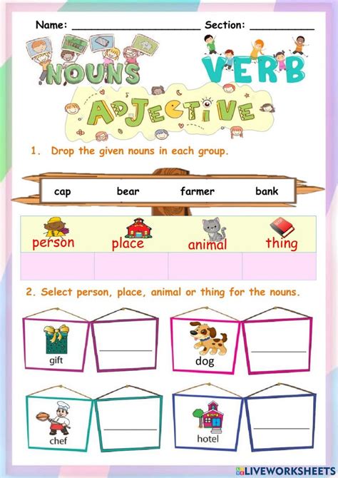 Nouns Verbs Adjectives Worksheet Nouns Nouns Verbs Adjectives