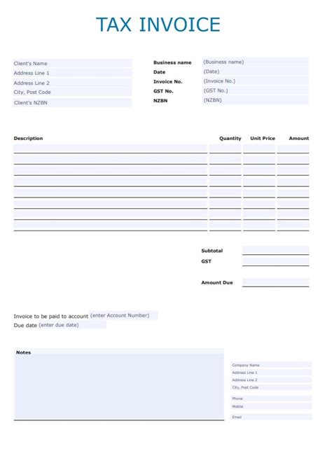 Blank Tax Invoice Format In Excel ~ Excel Templates