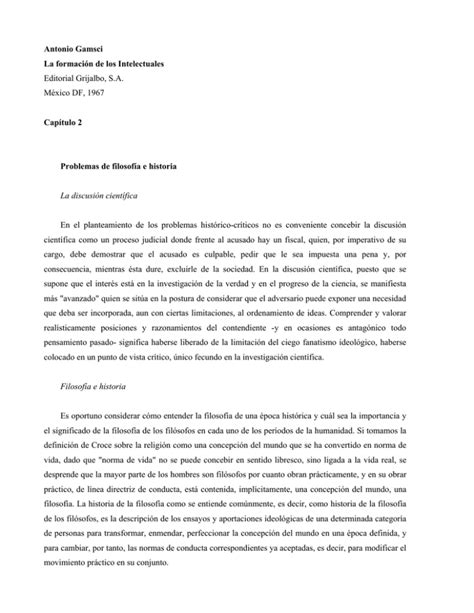 Gramsci La formación de los intelectuales Cap 2