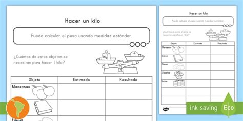 Ficha De Actividad Hacer Un Kilo Hecho Por Educadores