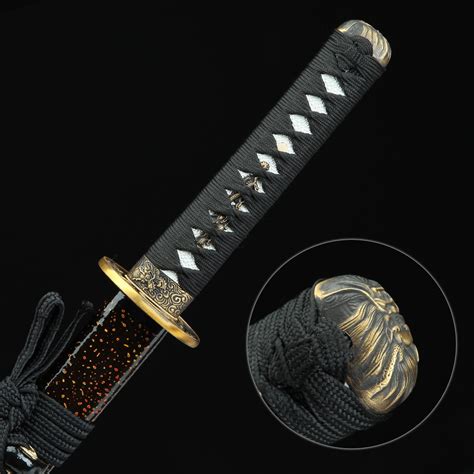 Full Tang Wakizashi Handmade High Manganese Steel Black Blade Real