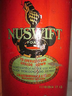 Vintage S Old Red Nuswift Foam Fire Extinguisher By Blakeborough