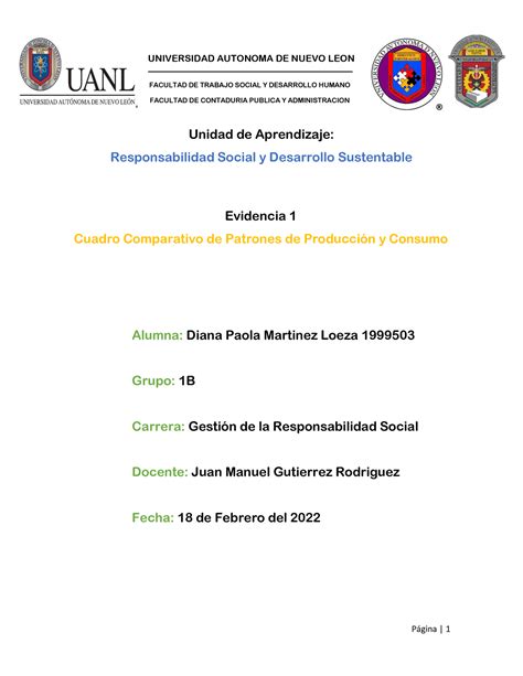 Cuadro Comparativo Diana Martinez Universidad Autonoma De Nuevo Leon Facultad De Trabajo