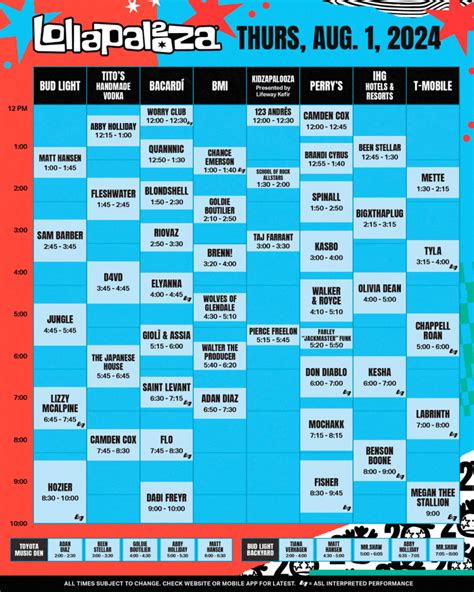 Lollapalooza 2024 Set Times Stages Lockers And Everything Else You