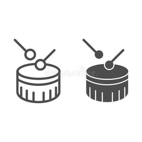 Snare Drum Line And Glyph Icon Drum With Drumstick Vector Illustration