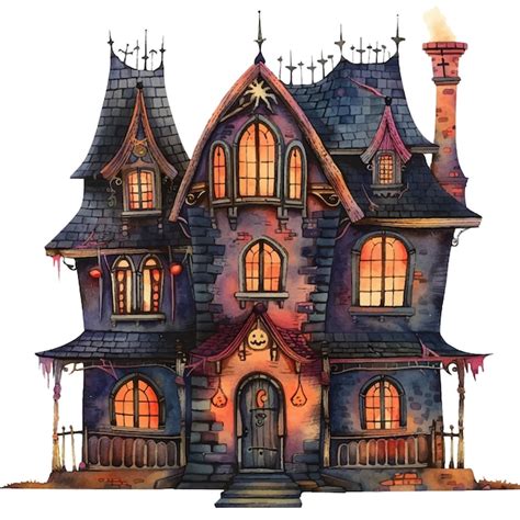 Haunted House Halloween Vector Illustration In Watercolor Style