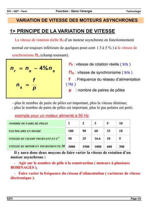 D Couvrir Imagen Formule Vitesse De Synchronisme Moteur Asynchrone