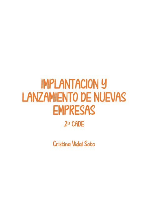 Implantacion Y Lanzamiento De Nuevas Empresas IMPLANTACIN Y