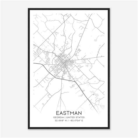 Vintage Eastman Georgia Map Poster, Modern Home Decor Wall Art Print