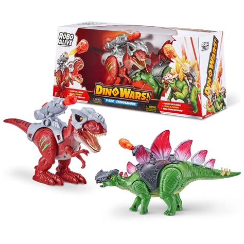 Zuru Robo Alive Dino Wars T Rex And Stegosaurus Dinosaur Figures Big W